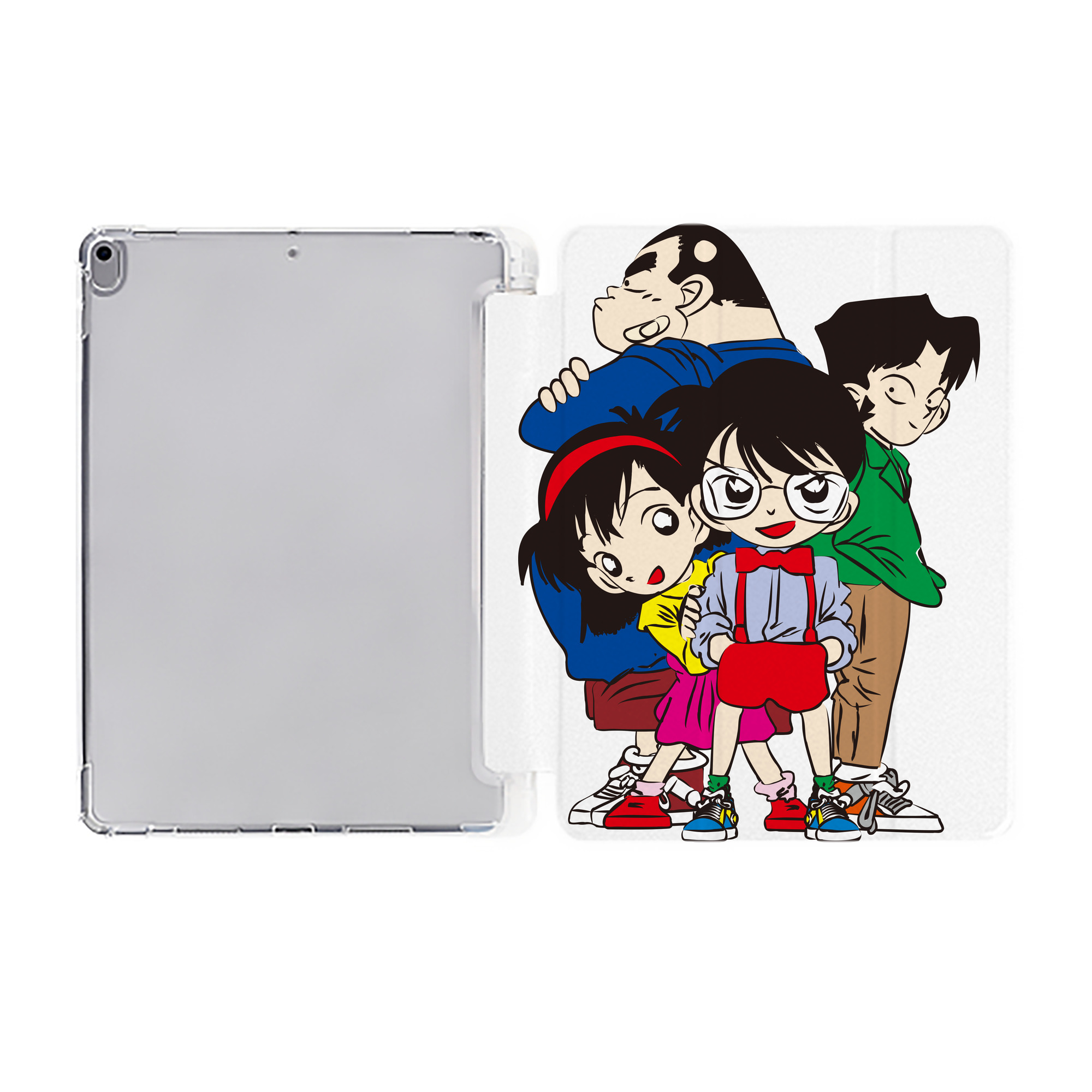 （画像用） 名探偵コナン Detective Conan IPad ケース ペン収納付き 三つ折りスタンド PUレザー×シリコン 対応機種9.5/10.5/10.9インチ